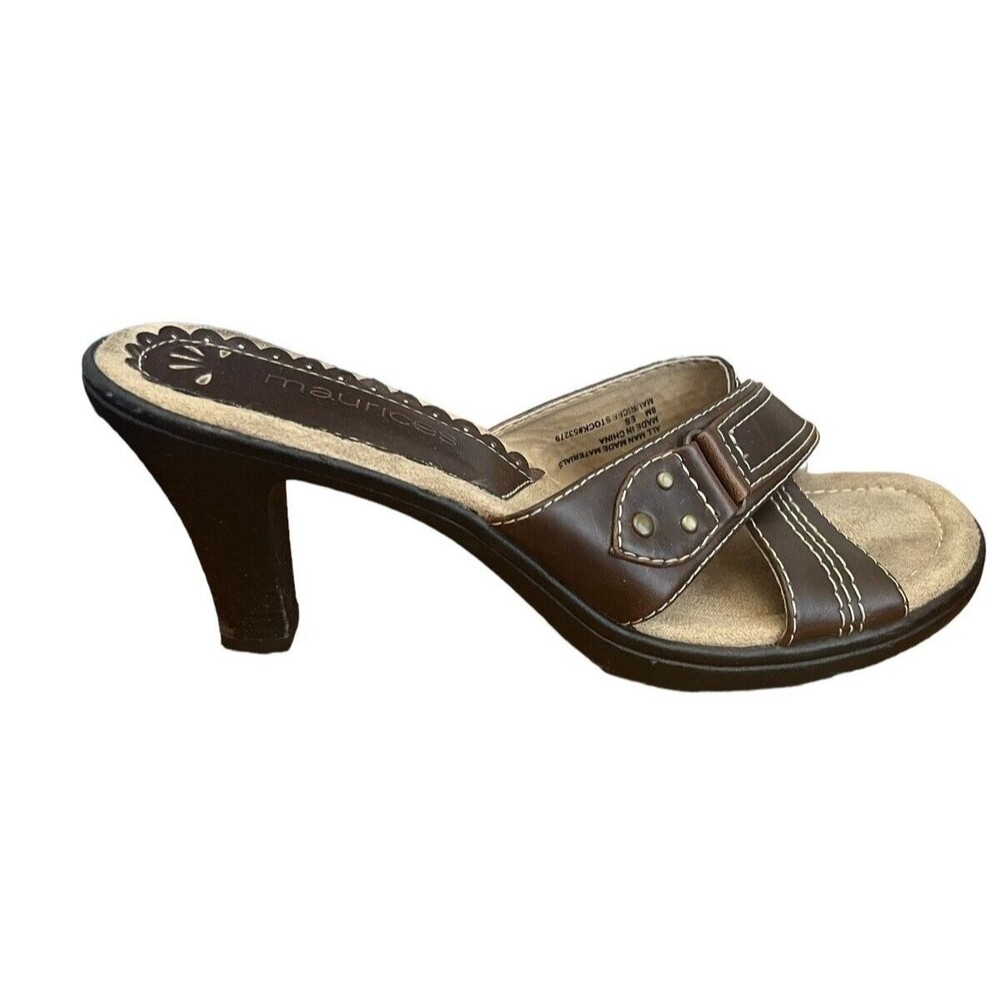 Maurices Womens Slip On Sandals Heels Cross Strap Mule 53279 Size 8 - Picture 2 of 6